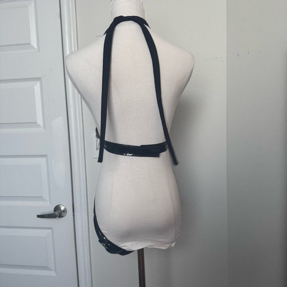 NEW Black Strappy Halter Bodysuit with Chains Bondage goth glam OS - Picture 4 of 4